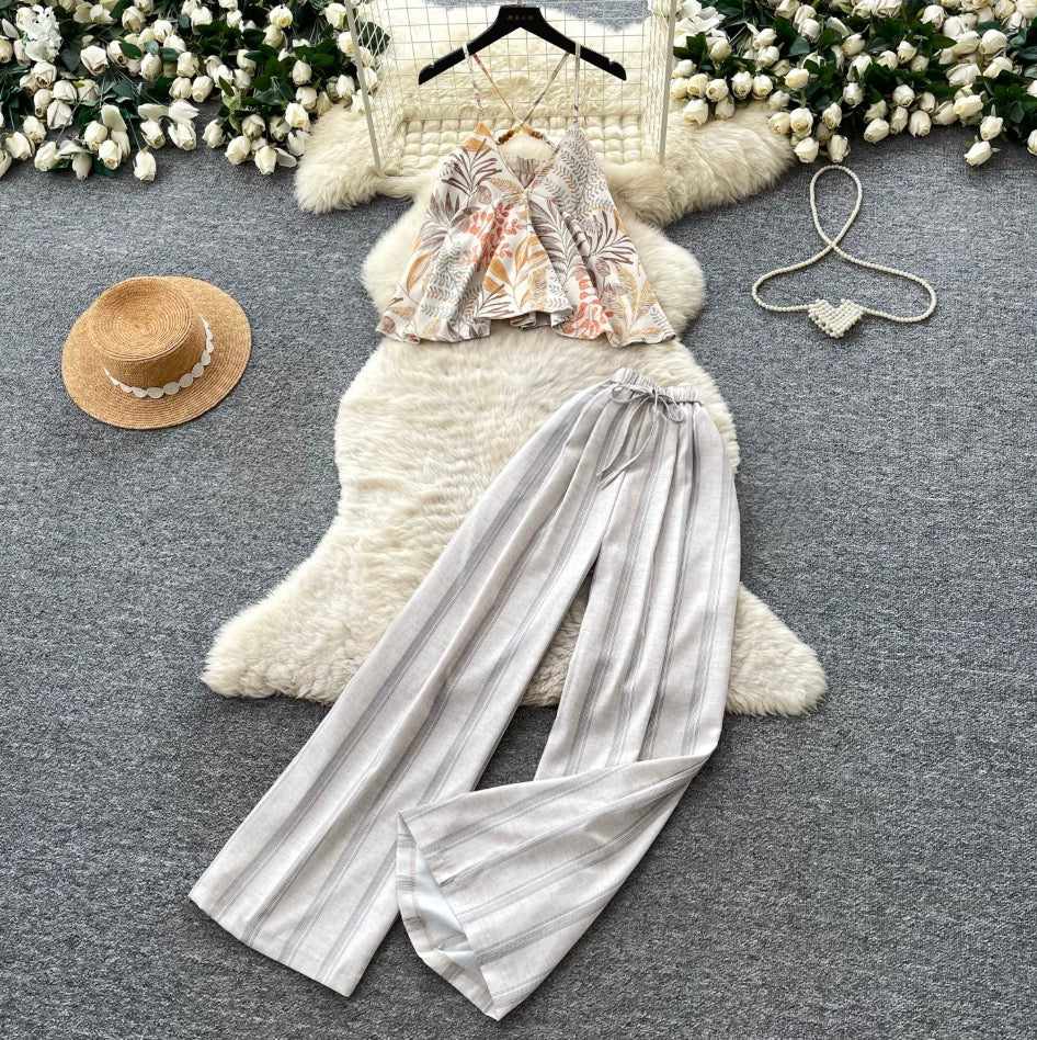 Print Camisole & Pants Casual 2Pcs