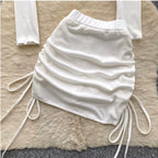 Cardigan & Bustier & Skirts White 3Pcs