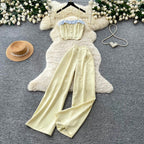 Vintage Camisole & Wide-leg Trousers 2Pcs