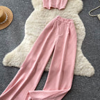 Vintage Camisole & Wide-leg Trousers 2Pcs