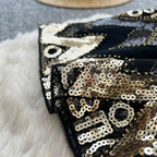 Monogrammed Sequined Black Dress