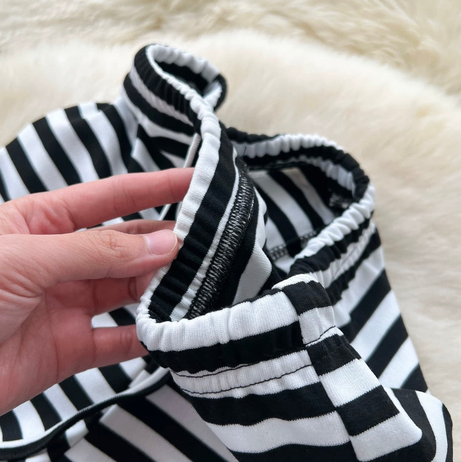 Stretchy Striped Print Flared Pants