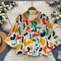 Casual Rhinestone Studded Print Shirt