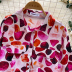 Casual Rhinestone Studded Print Shirt