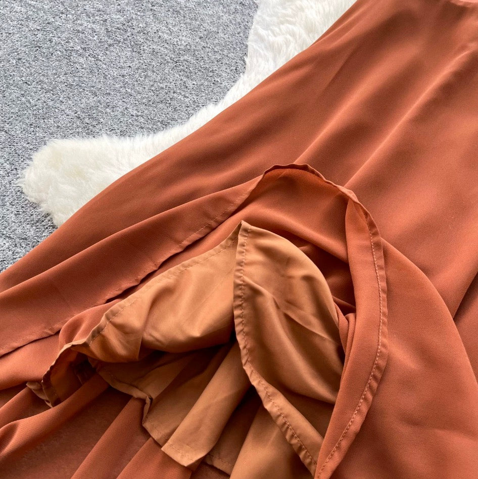 Color Blocking Backless Halter Dress