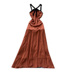 Color Blocking Backless Halter Dress