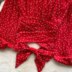 Deep V-neck Polka Dot Top