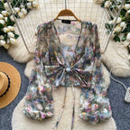 Vintage Flared Sleeve Floral Shirt