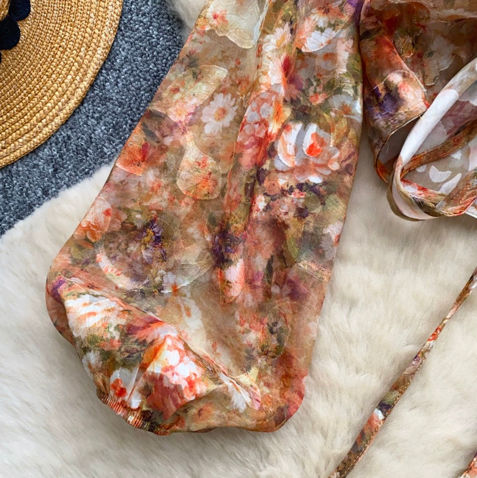 Vintage Flared Sleeve Floral Shirt