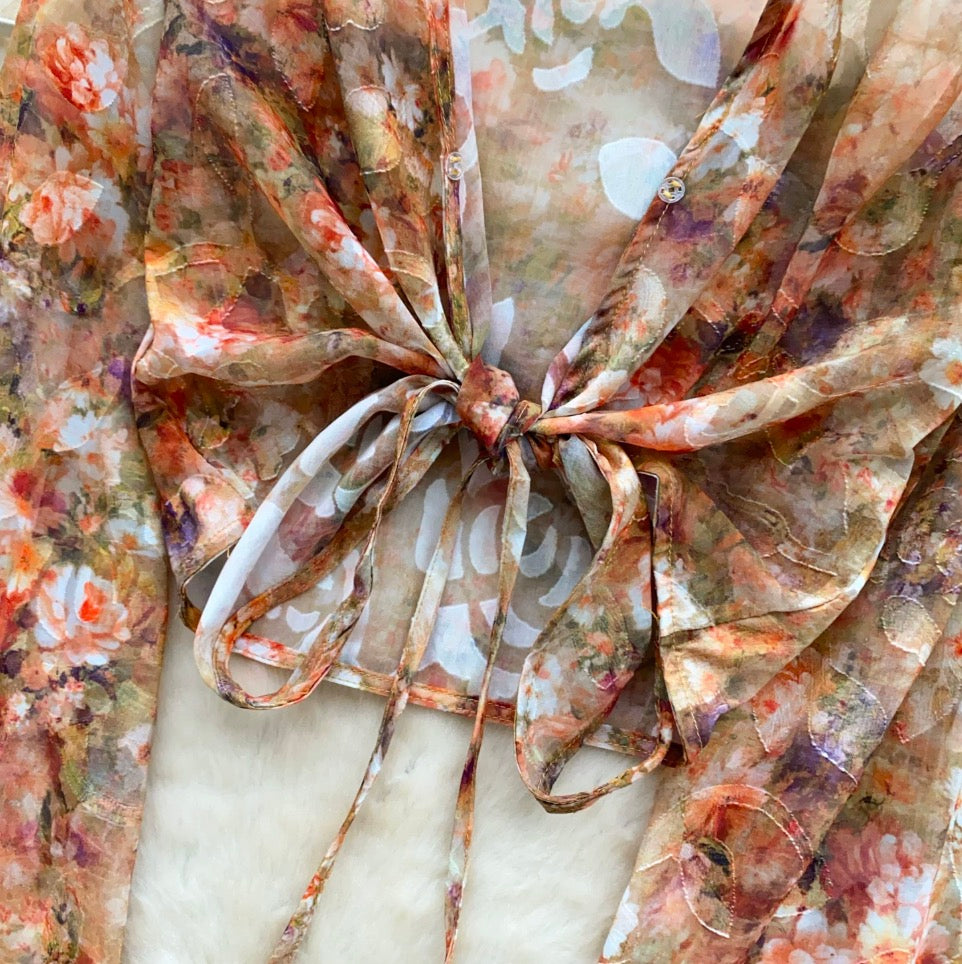 Vintage Flared Sleeve Floral Shirt