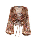 Vintage Flared Sleeve Floral Shirt