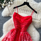 Floral Print Red Slip Dress