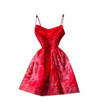 Floral Print Red Slip Dress
