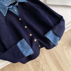 Faux Two-pieces Denim Patchwork Cardigan