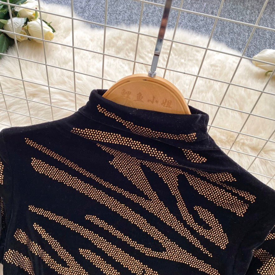Rhinestone Studded Zebra Print Top
