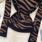 Rhinestone Studded Zebra Print Top