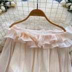 Off-shoulder 3D Ruffled Chiffon Shirt