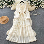 French Style A-line Ruffled Dress