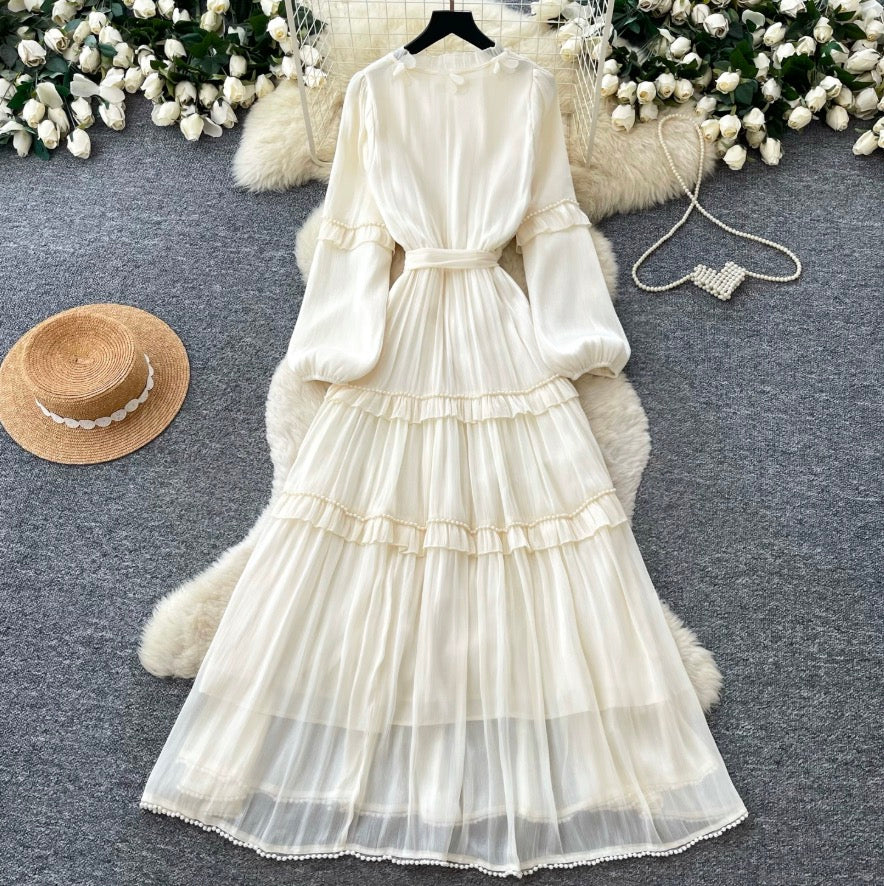 French Style A-line Ruffled Dress