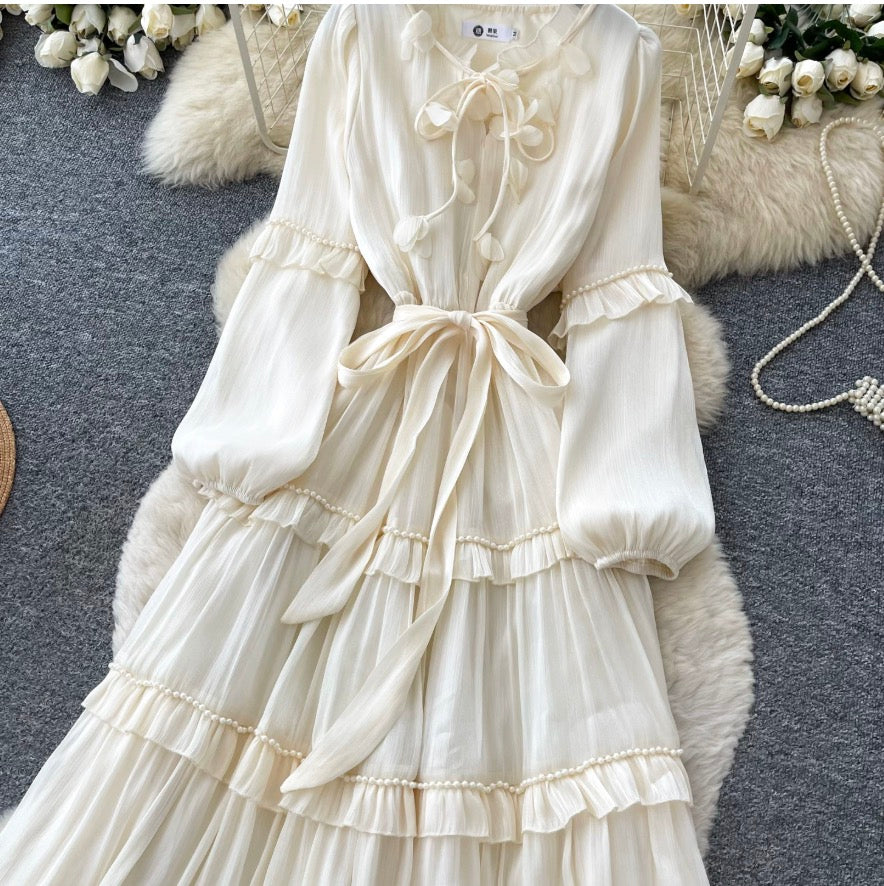 French Style A-line Ruffled Dress