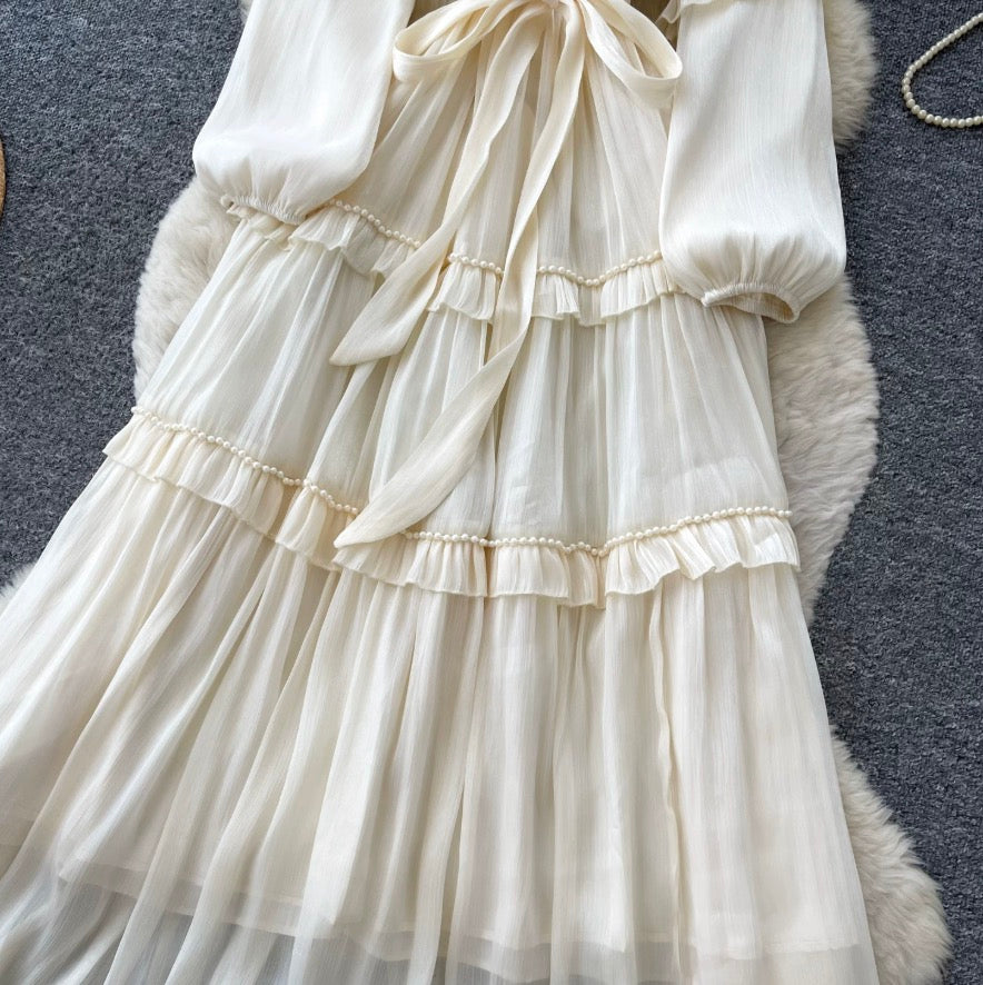 French Style A-line Ruffled Dress
