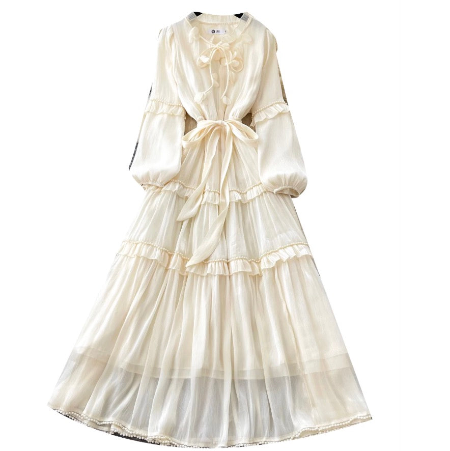 French Style A-line Ruffled Dress