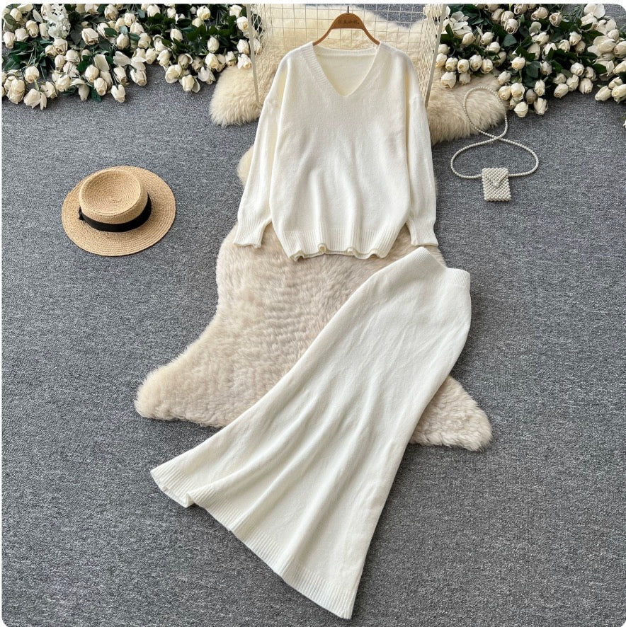 Soft Sweater & Fishtail Skirt 2Pcs