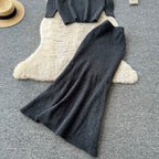 Soft Sweater & Fishtail Skirt 2Pcs