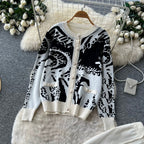Color-blocking Cardigan & Trousers 2Pcs