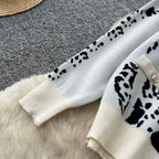 Color-blocking Cardigan & Trousers 2Pcs
