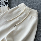 Color-blocking Cardigan & Trousers 2Pcs