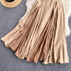 Color Blocking Square Collar Suspender Dress