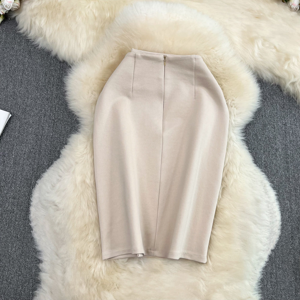 Pleated Hip-wrapping OL Skirt