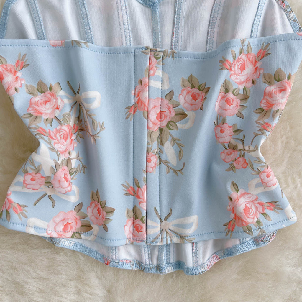 Backless Floral Fishtail Short Top