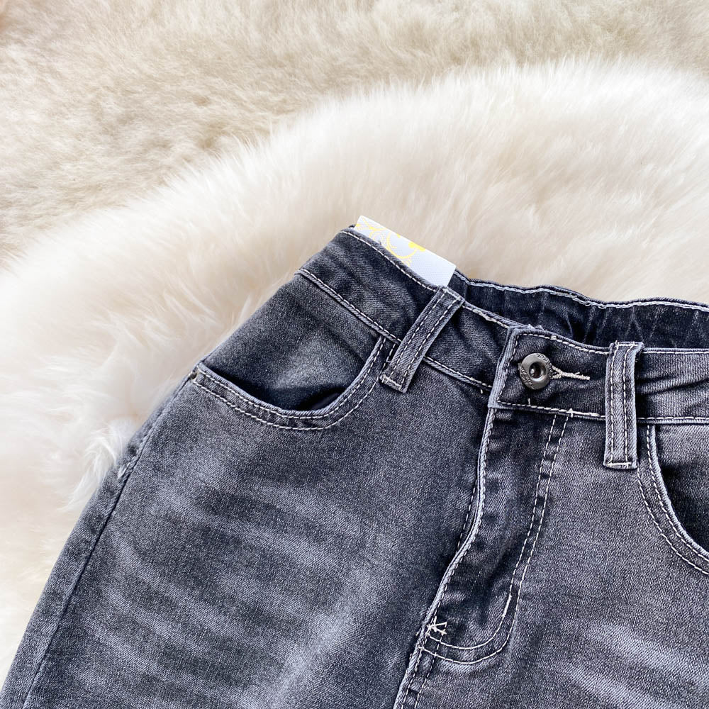 Patchwork Ruffle-trimmed Flared Jeans