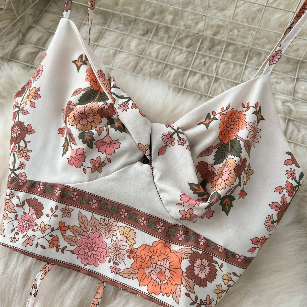 Bohemia Floral Camisole&Skirt 2Pcs