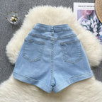 Vintage High-waist Hemming Denim Shorts