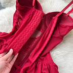 Vintage Mesh Ruffled Halter Dress