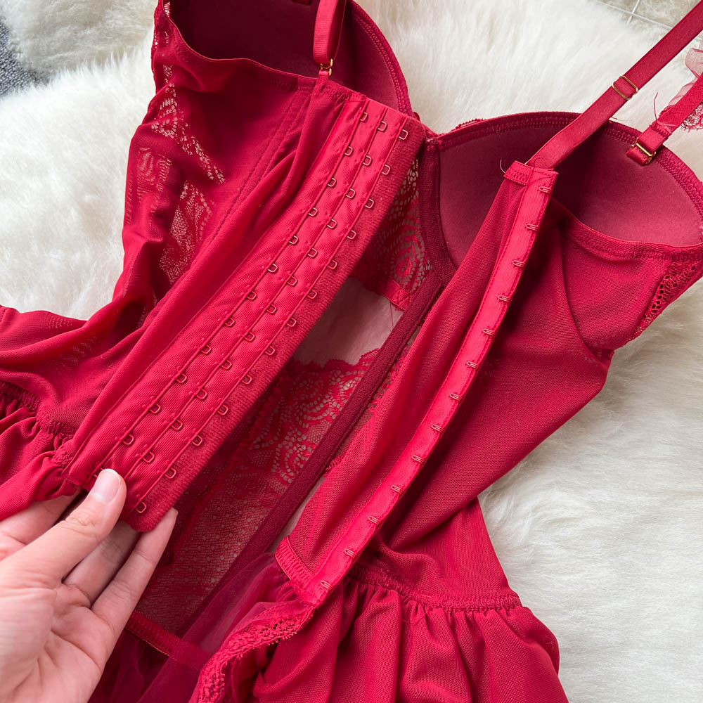 Vintage Mesh Ruffled Halter Dress