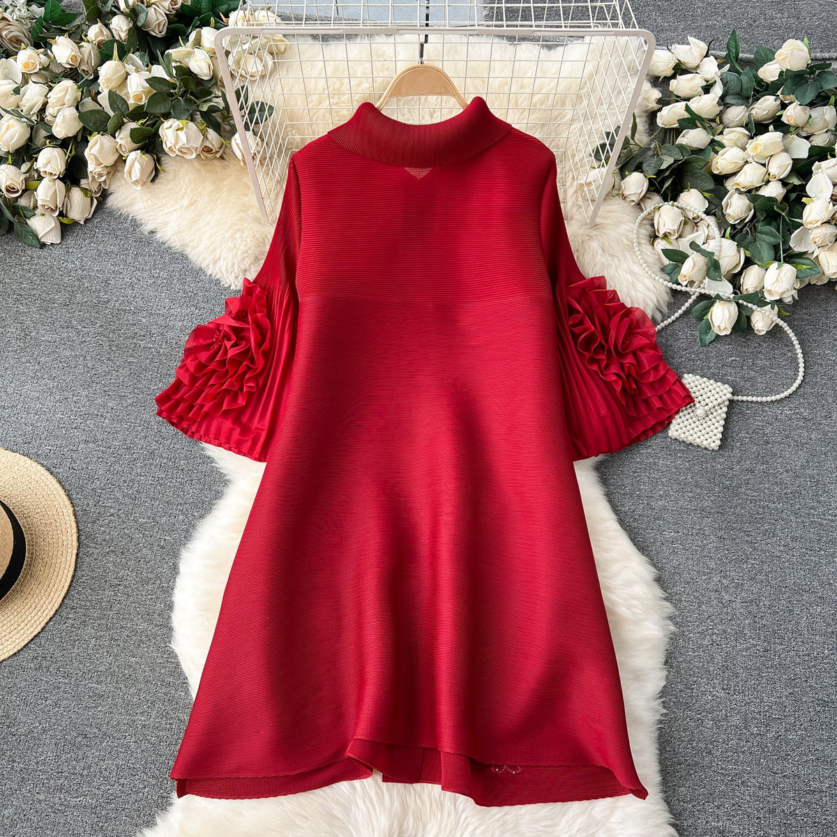 Rhinestone Studded Loose-fit Shirt Dress
