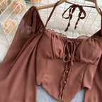 Loose Lace-up Halter Shirt