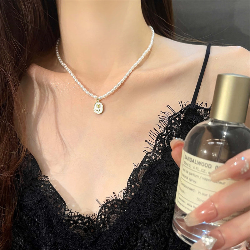 French Style Rose Necklace&Earrings