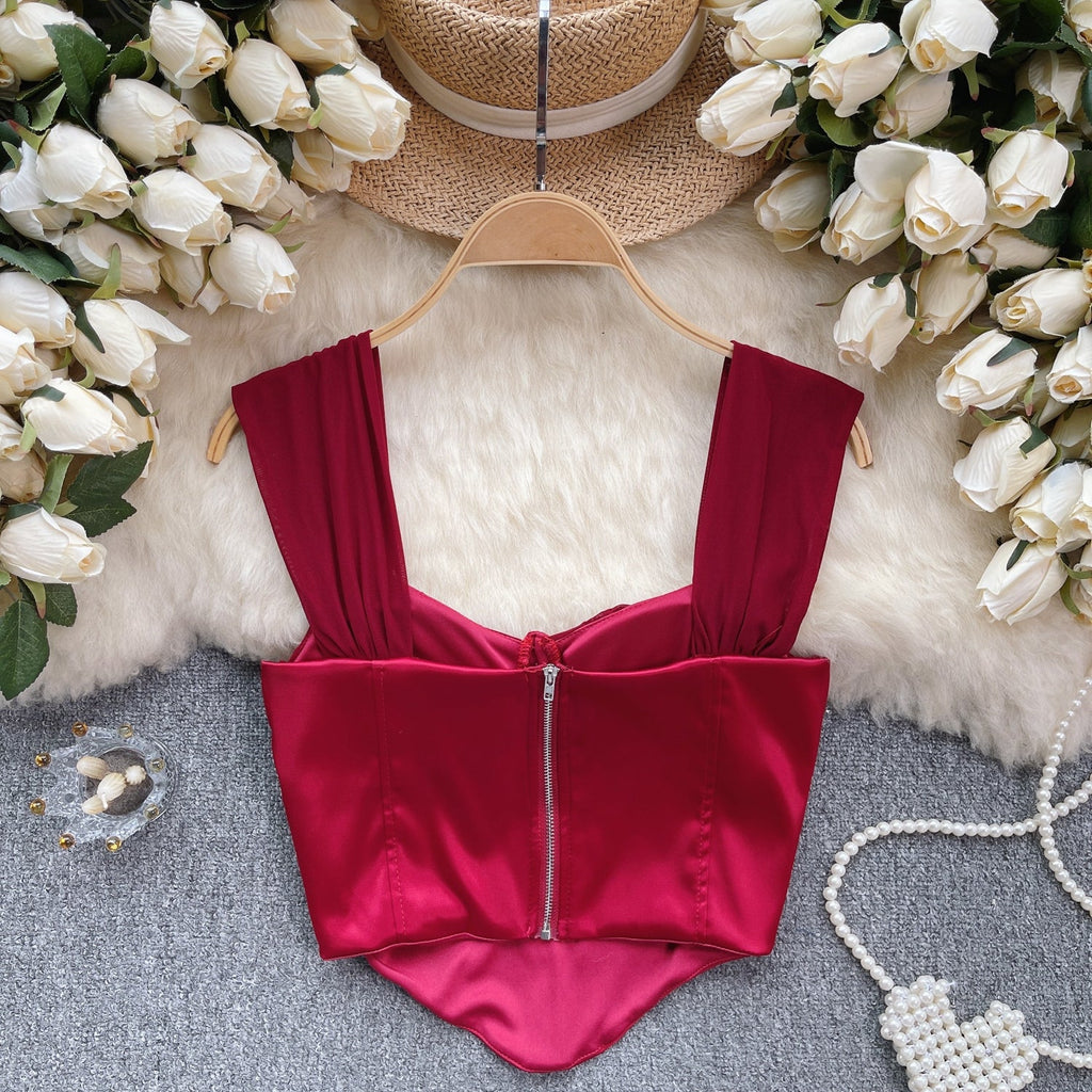 Mesh Patchwork Satin Padded Camisole