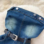 Vintage Strapless Denim Split Dress