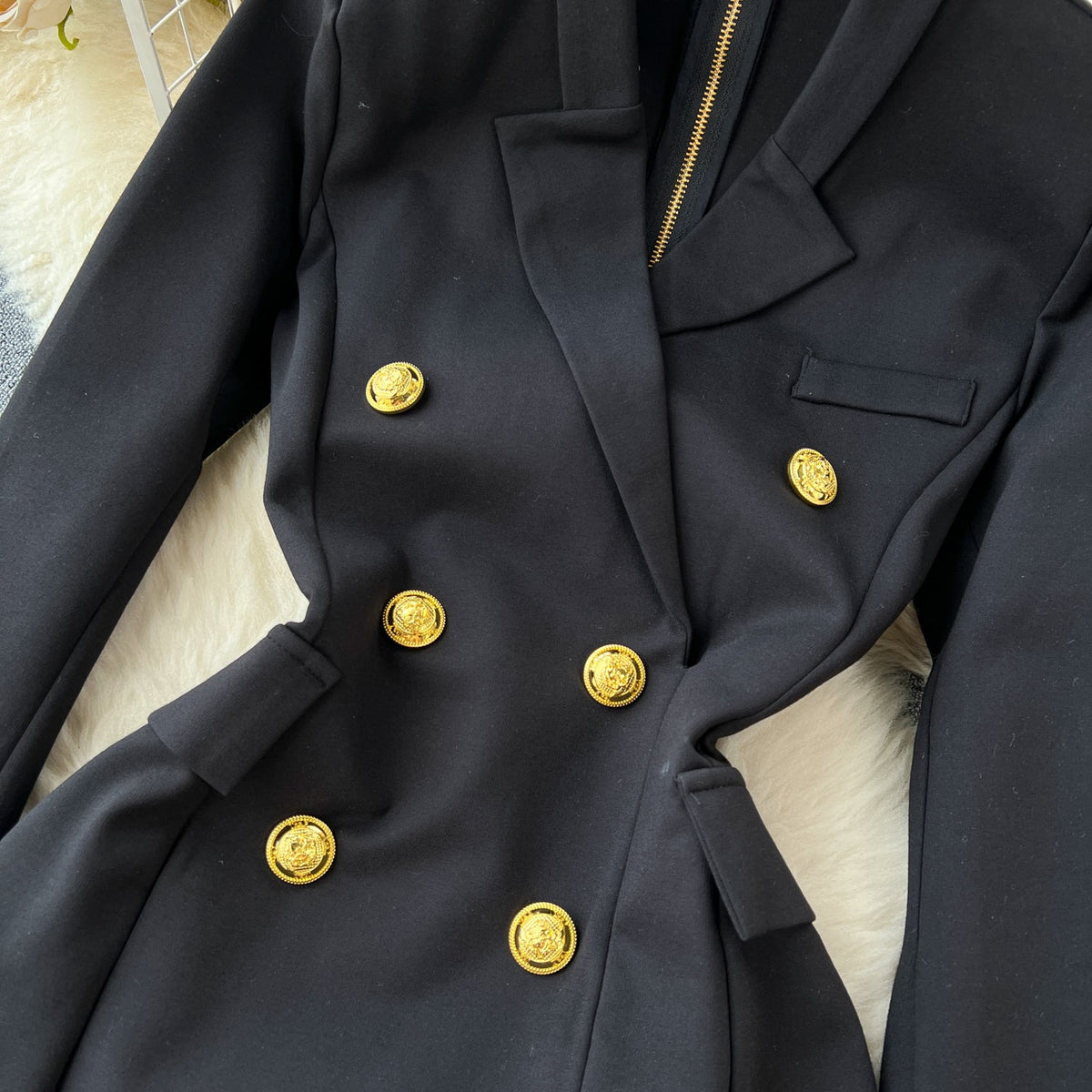 Black Double Breasted Suit Dress