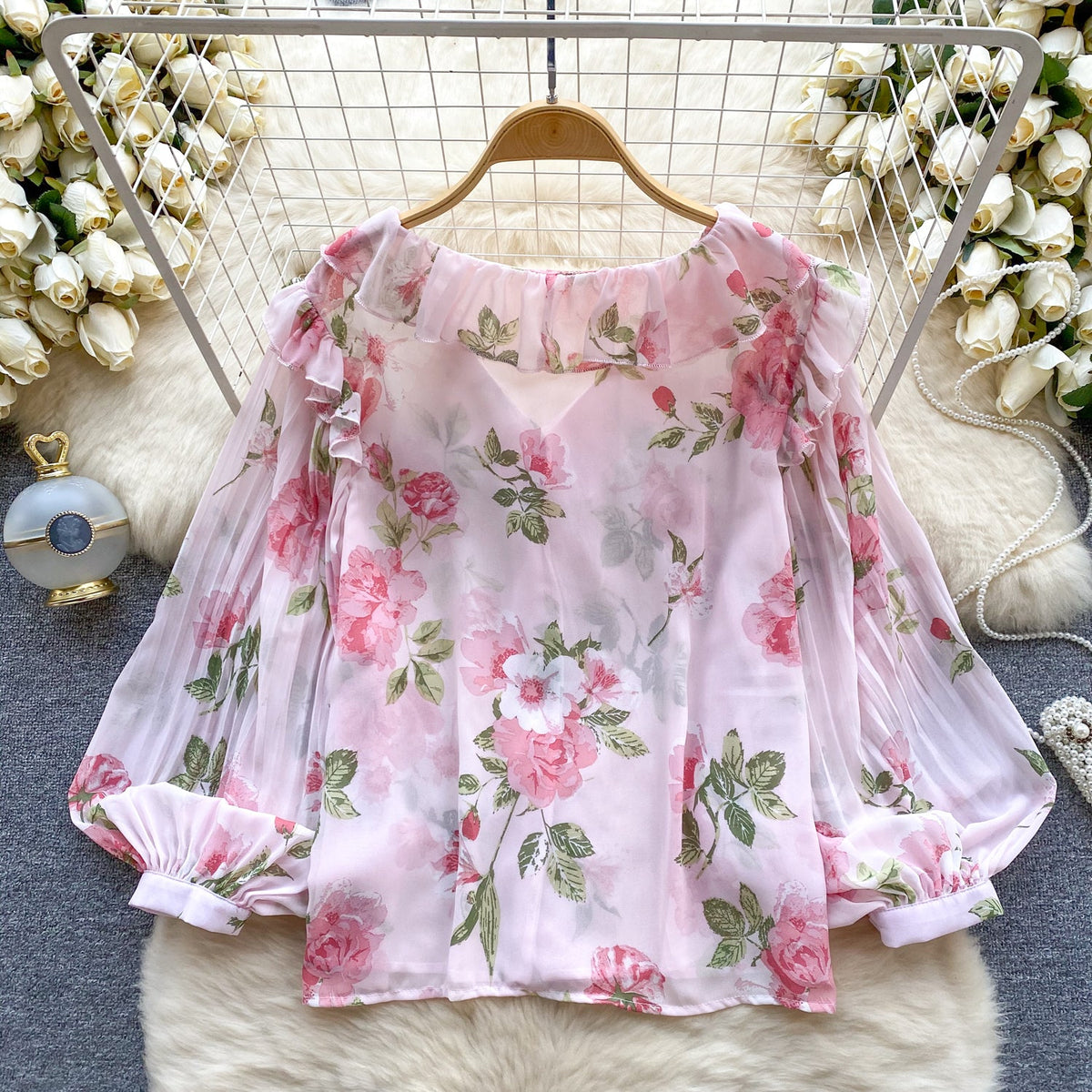 Sweetie Ruffled Chiffon Floral Top
