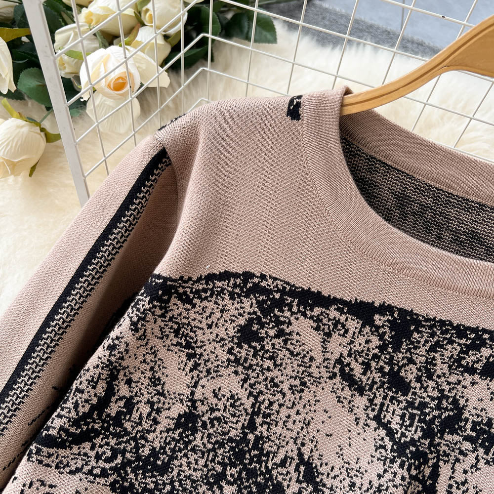 Knitted Printed Jersey&Wide-leg Trousers 2Pcs