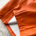 Orange PU Leather Backless Sheath Dress