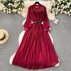 Bow-tie Pleated Chiffon Maxi Dress