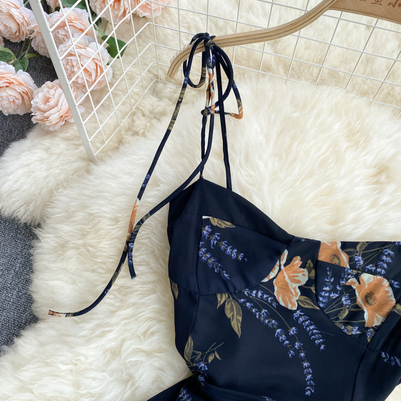 Printed Chiffon Suspender Skirt